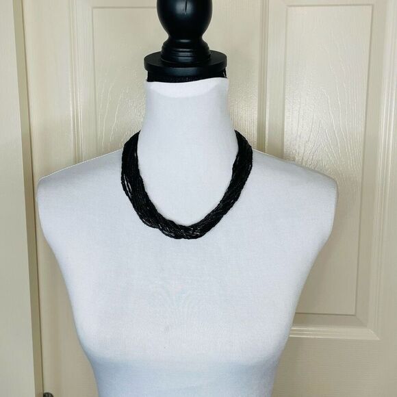 Black Beaded Multi-strand Necklace - Picture 6 of 6